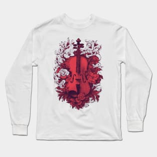 Violin & roses pixel art red Long Sleeve T-Shirt